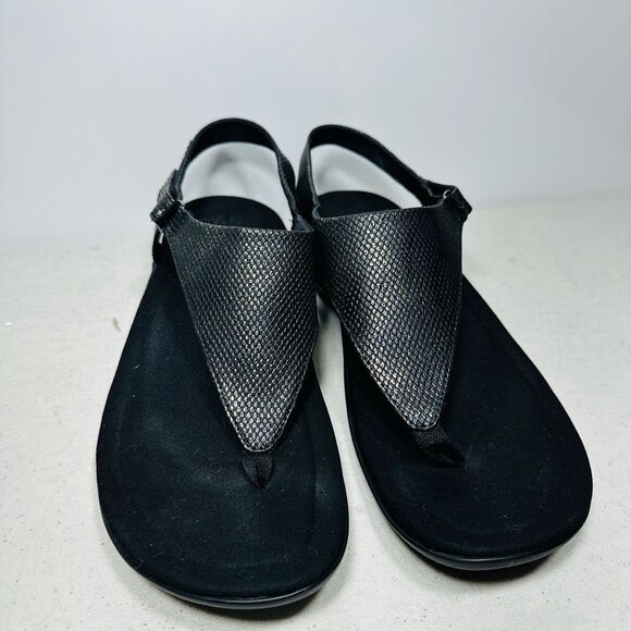 Abeo Beth Black Ankle Strap Thong Sandals Women's 12 N - Picture 3 of 8